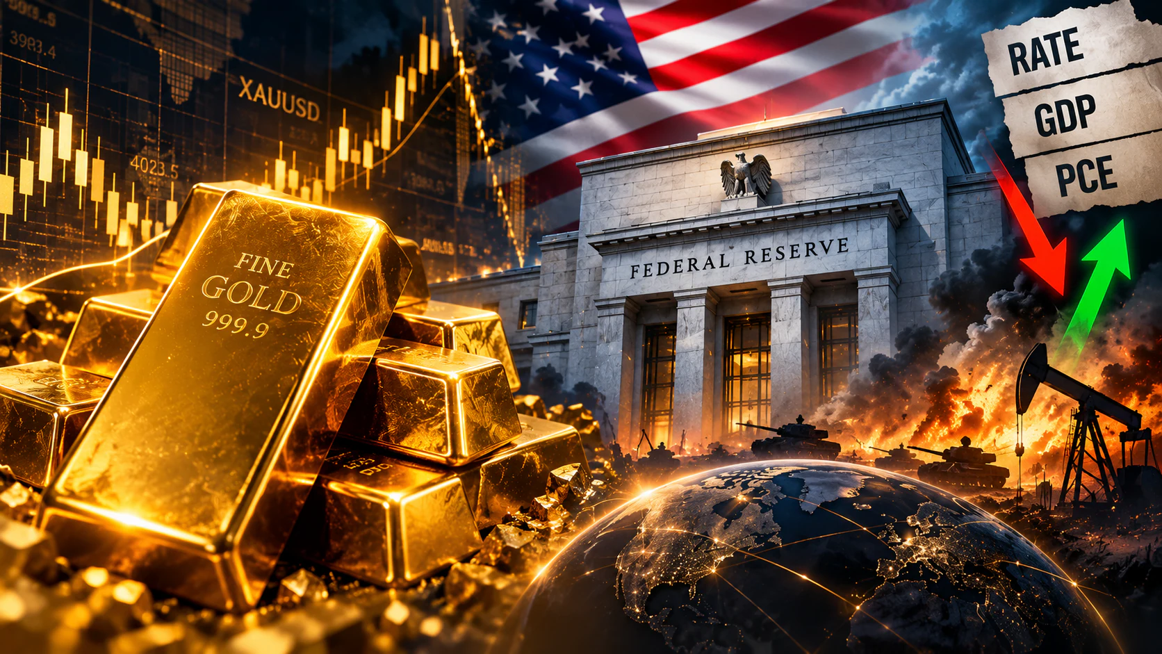 تحلیل اونس جهانی طلا (XAUUSD)؛ تأثیر نرخ بهره فدرال رزرو، GDP و PCE بر روند طلا | یاسر رضایی